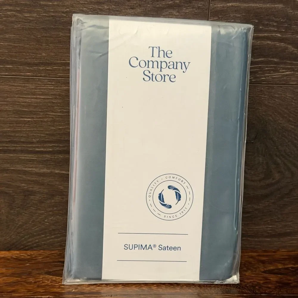 The Company Store Legends Premium Supima® Sateen Pillowcase Set King, Blue. NWT
